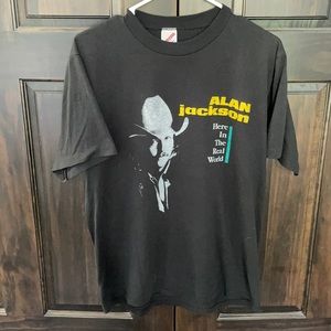Vintage 1990s Alan Jackson country music here in the real world tee shirt